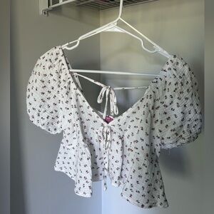 Francesca’s White Peplum Crop Top